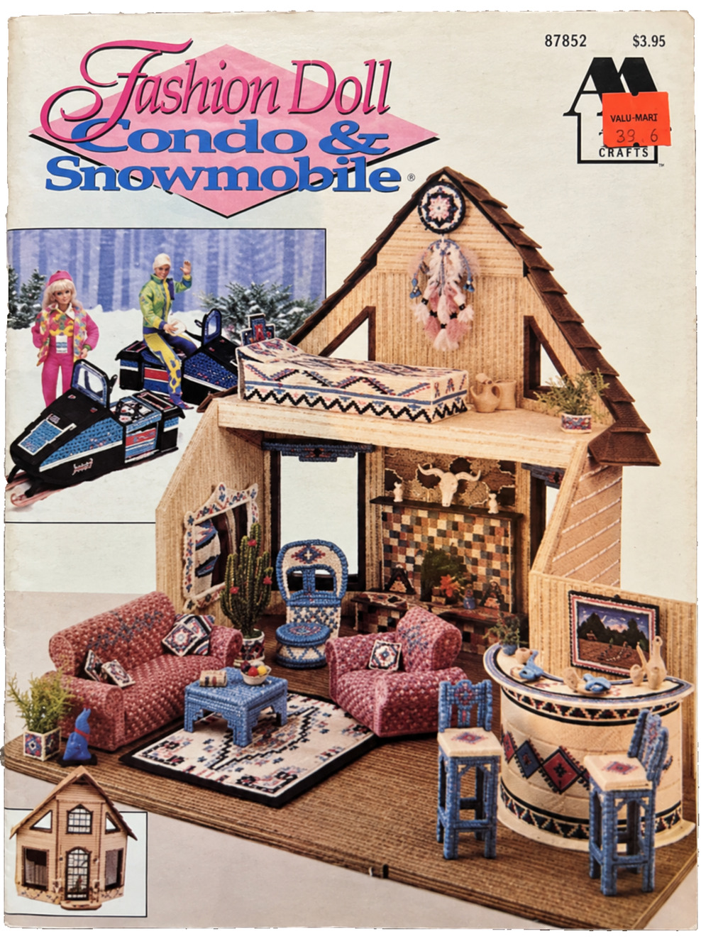 New Annie's Attic Barbie Condo Cabin and Snowmobile Plastic Canvas Pattern Book